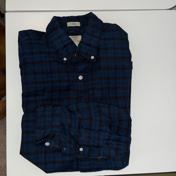 JCrew Men’s Oxford Button down, Navy and Black, 100% Cotton, Medium Slim - Picture 3 of 4
